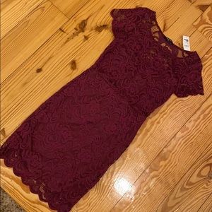 Burgundy lace dress with sheer back size small